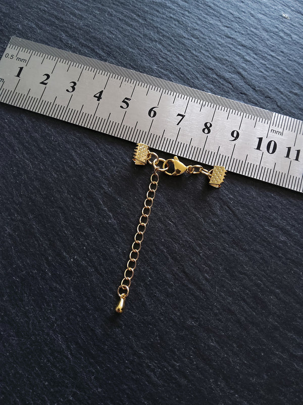 4 or 20 Gold Stainless Steel Crimp End Sets for 6mm (1/4") Wide Ribbon