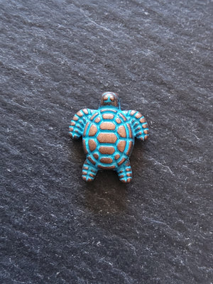10 or 50 Little Turtle Beads Antique Copper with Blue Patina 13x12mm Hole: 1.3mm