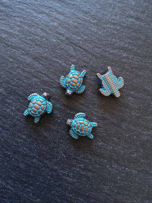 10 or 50 Little Turtle Beads Antique Copper with Blue Patina 13x12mm Hole: 1.3mm