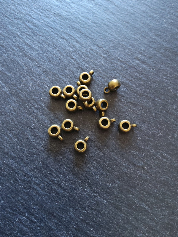 20 or 100 Antique Bronze 6mm Bail Beads Plain Smooth 9x6x4mm Hole: 3mm
