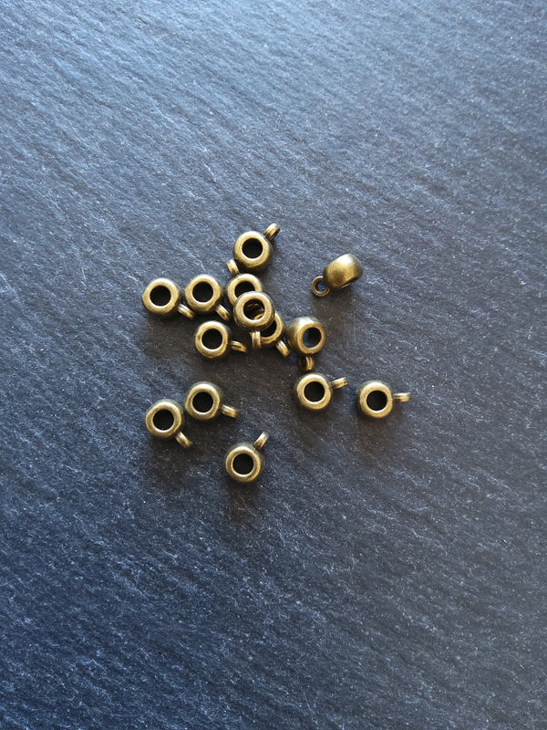 20 or 100 Antique Bronze 6mm Bail Beads Plain Smooth 9x6x4mm Hole: 3mm