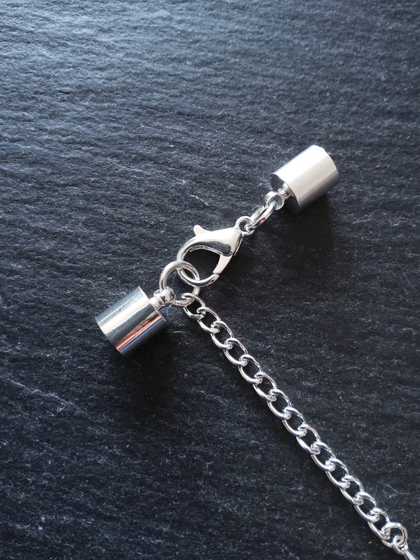Bright Silver End Cap Sets for 6mm Cord Necklaces & Bracelets (6.5mm end caps)