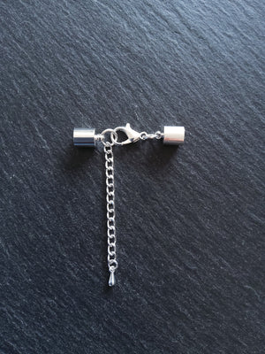 Bright Silver End Cap Sets for 6mm Cord Necklaces & Bracelets (6.5mm end caps)