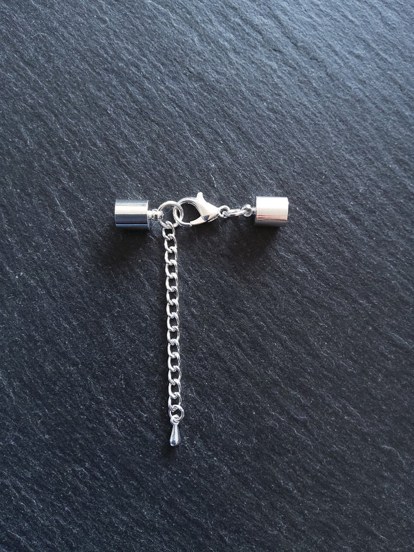 Bright Silver End Cap Sets for 6mm Cord Necklaces & Bracelets (6.5mm end caps)