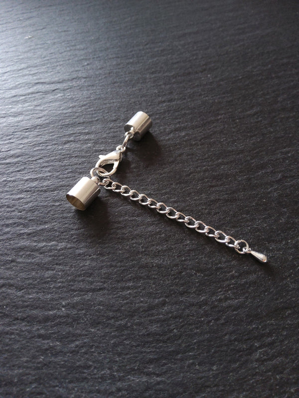 Bright Silver End Cap Sets for 6mm Cord Necklaces & Bracelets (6.5mm end caps)
