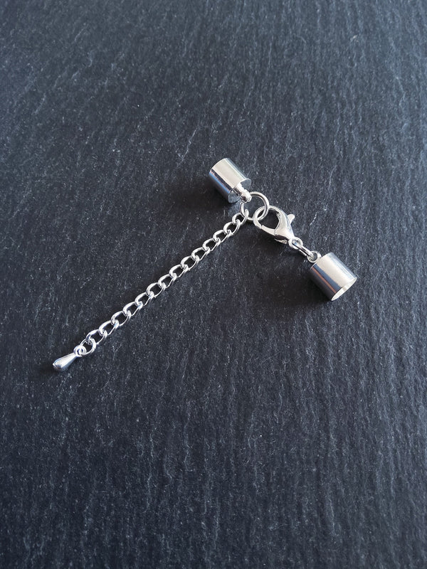 Bright Silver End Cap Sets for 6mm Cord Necklaces & Bracelets (6.5mm end caps)
