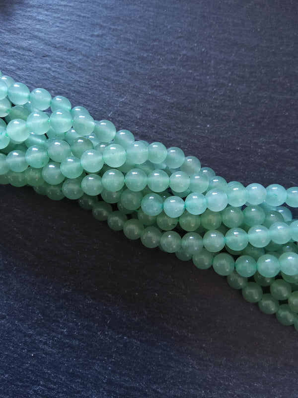 6.5mm Green Aventurine Natural Undyed Beads Round Full 15.7 inch Strand Hole: 1mm