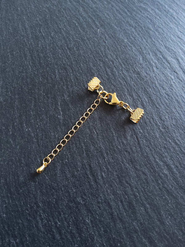 4 or 20 Gold Stainless Steel Crimp End Sets for 6mm (1/4") Wide Ribbon