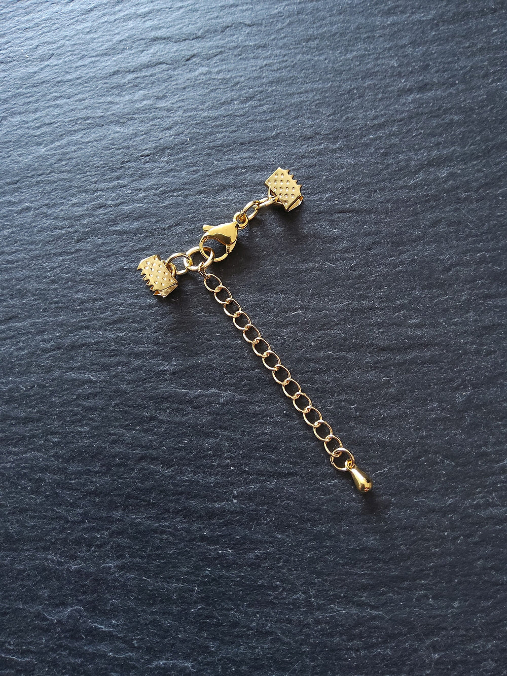 4 or 20 Gold Stainless Steel Crimp End Sets for 6mm (1/4") Wide Ribbon