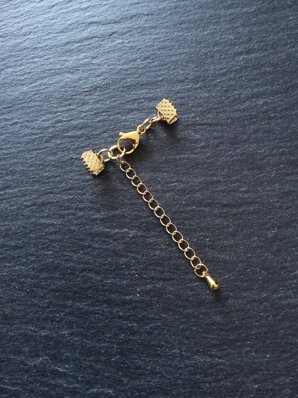 4 or 20 Gold Stainless Steel Crimp End Sets for 6mm (1/4") Wide Ribbon