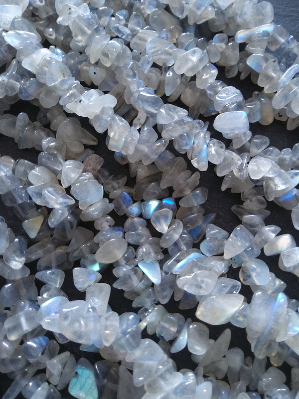 Natural Labradorite Irregular Chip Beads approx. 5mm to 8mm. Full 16 inch Strand