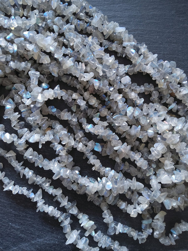 Natural Labradorite Irregular Chip Beads approx. 5mm to 8mm. Full 16 inch Strand