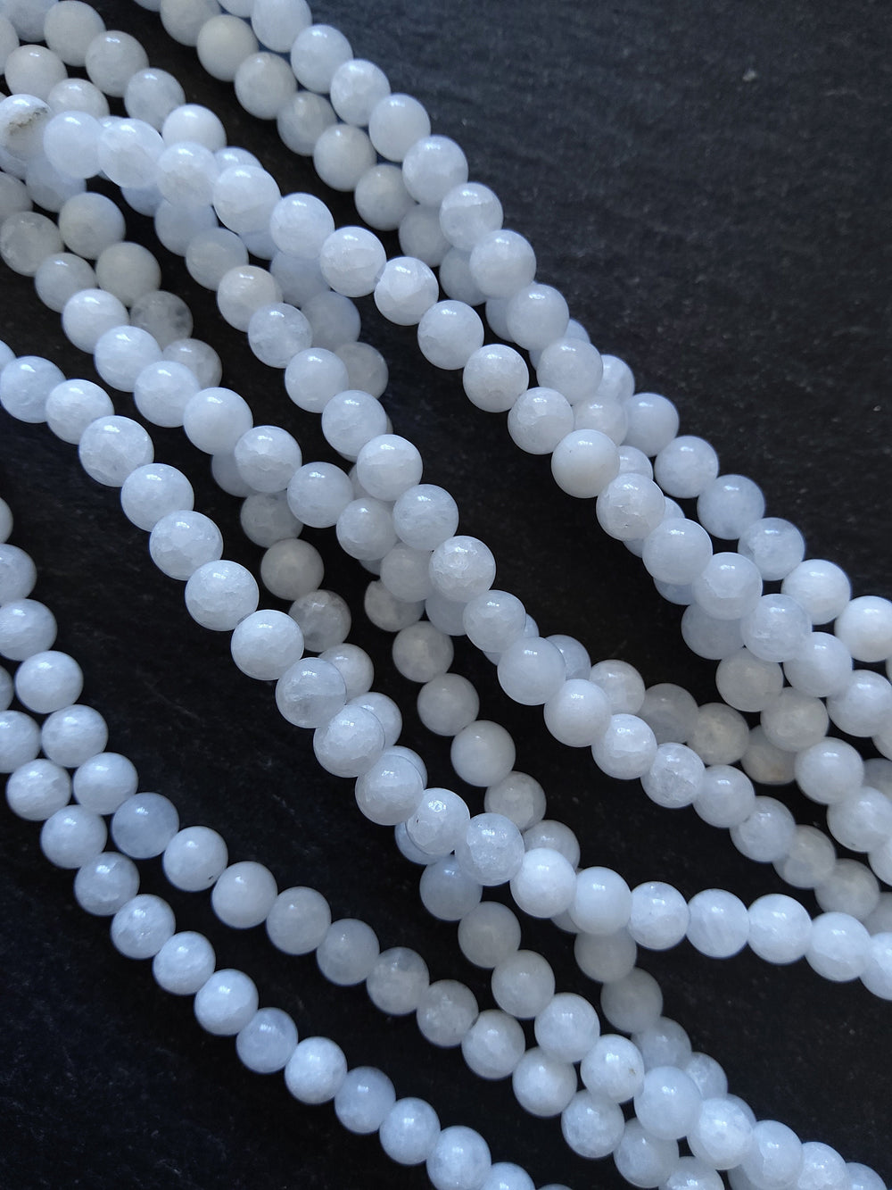 4.4mm Bright White Malaysia Jade Quartzite Beads Full 15 inch Strand