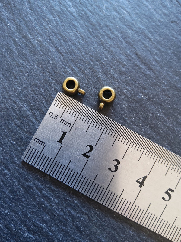 20 or 100 Antique Bronze 6mm Bail Beads Plain Smooth 9x6x4mm Hole: 3mm