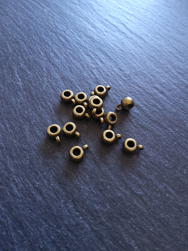20 or 100 Antique Bronze 6mm Bail Beads Plain Smooth 9x6x4mm Hole: 3mm