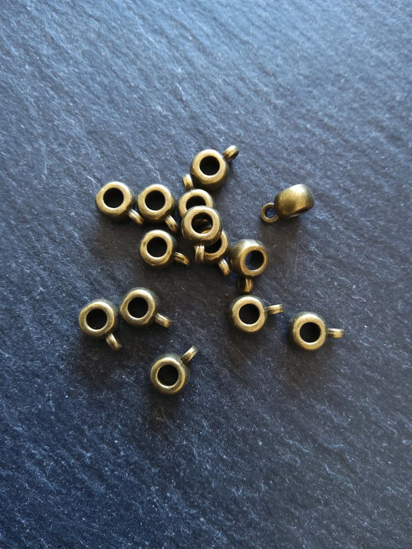 20 or 100 Antique Bronze 6mm Bail Beads Plain Smooth 9x6x4mm Hole: 3mm