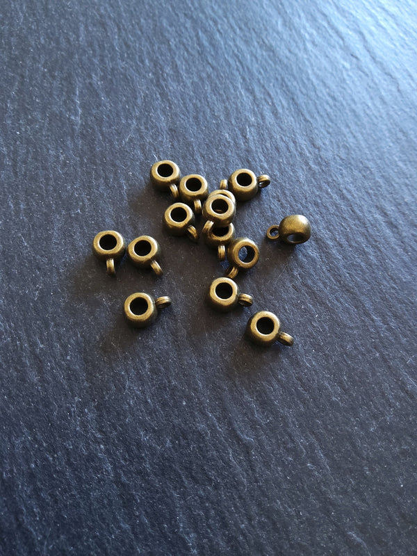 20 or 100 Antique Bronze 6mm Bail Beads Plain Smooth 9x6x4mm Hole: 3mm