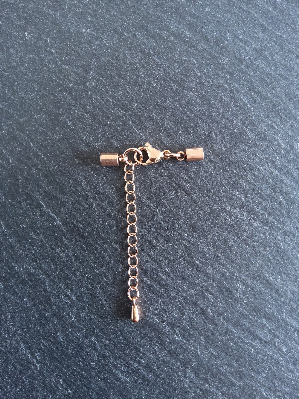 3 or 15 Rose Gold Stainless Steel End Cap Sets for 2.5mm Cord with or without Extender Chain (3mm end caps)
