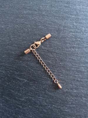 3 or 15 Rose Gold Stainless Steel End Cap Sets for 2.5mm Cord with or without Extender Chain (3mm end caps)