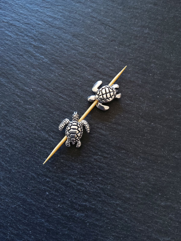 6 or 30 Turtle Beads Antique Silver Tone 18x16x5.4mm Hole: 1.8mm