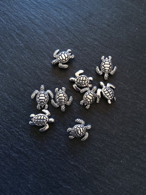 6 or 30 Turtle Beads Antique Silver Tone 18x16x5.4mm Hole: 1.8mm