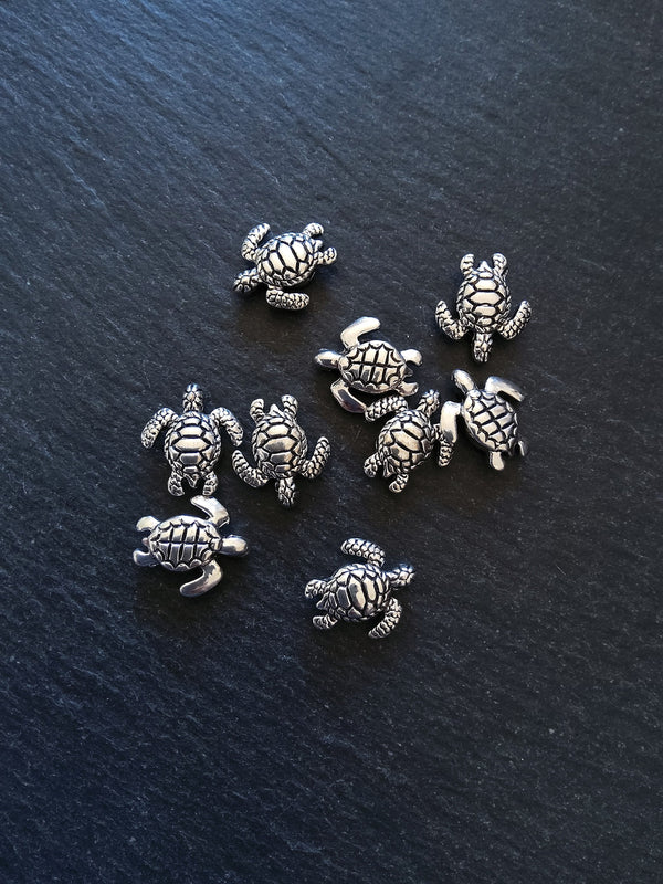6 or 30 Turtle Beads Antique Silver Tone 18x16x5.4mm Hole: 1.8mm