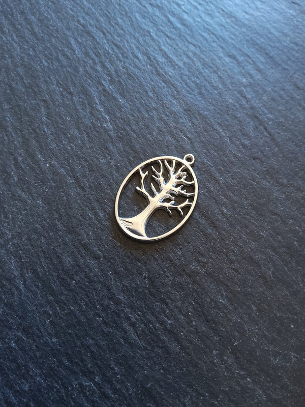 1 or 5 Stainless Steel Oval Tree of Life Pendants 25x18x1mm