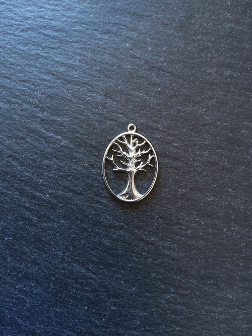 1 or 5 Stainless Steel Oval Tree of Life Charms 25x18x1mm