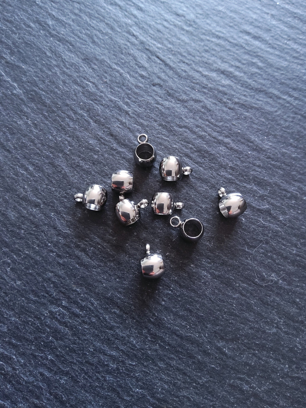 10 or 50 Stainless Steel 5mm Bail Beads 9x6x5mm Hole: 4mm