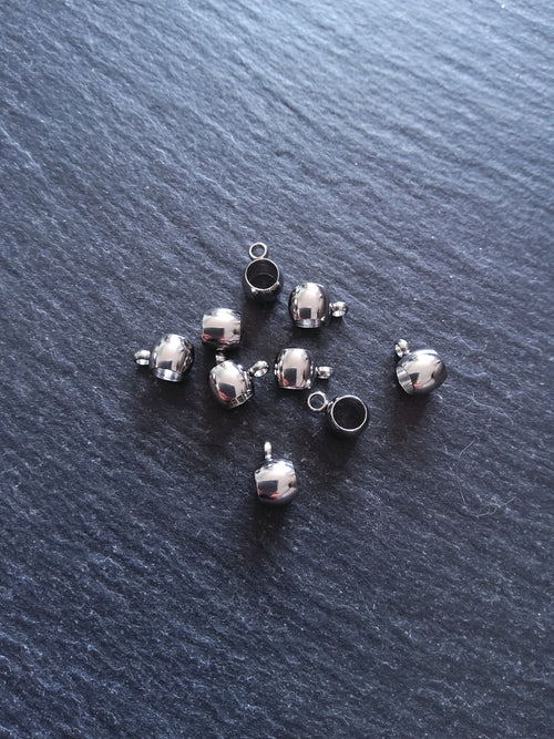 10 or 50 Stainless Steel 5mm Bail Beads 9x6x5mm Hole: 4mm
