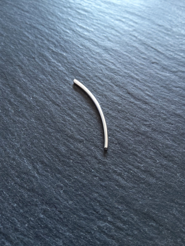 Genuine 925 Sterling Silver Plated Brass 30mm Curved Tube Spacer Beads 30x2mm Hole: 1.5mm