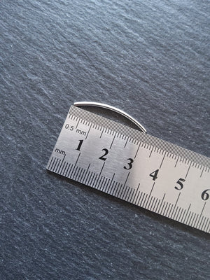 Genuine 925 Sterling Silver Plated Brass 30mm Curved Tube Spacer Beads 30x2mm Hole: 1.5mm