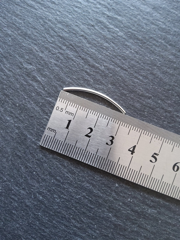 Genuine 925 Sterling Silver Plated Brass 30mm Curved Tube Spacer Beads 30x2mm Hole: 1.5mm