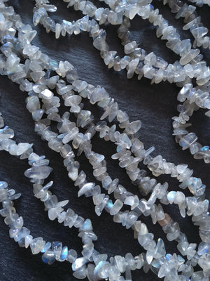 Natural Labradorite Irregular Chip Beads approx. 5mm to 8mm. Full 16 inch Strand