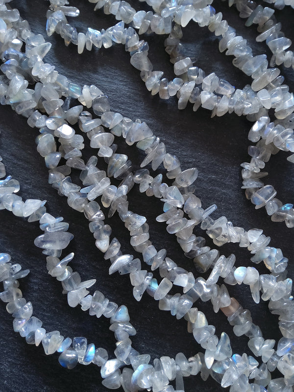 Natural Labradorite Irregular Chip Beads approx. 5mm to 8mm. Full 16 inch Strand