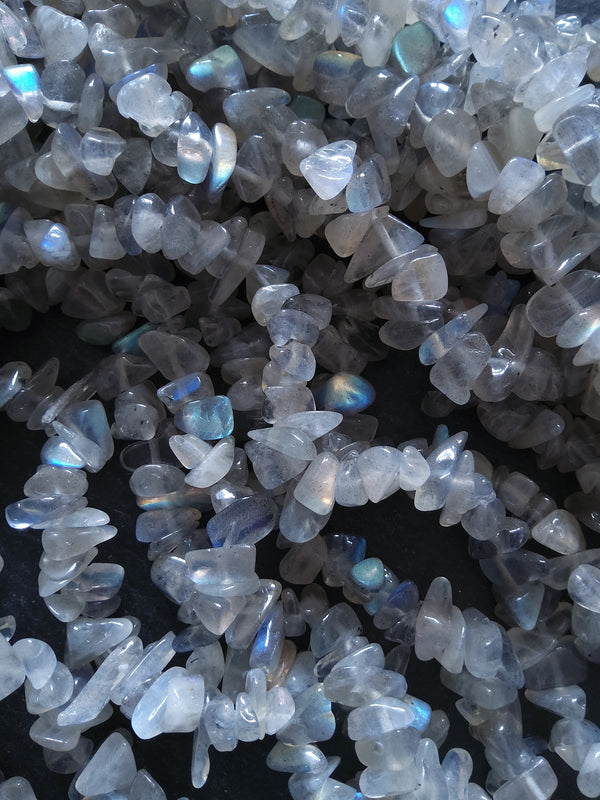 Natural Labradorite Irregular Chip Beads approx. 5mm to 8mm. Full 16 inch Strand