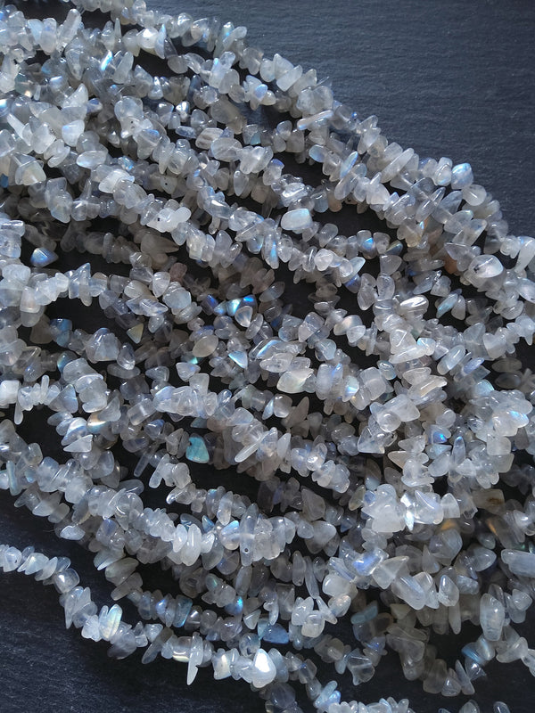 Natural Labradorite Irregular Chip Beads approx. 5mm to 8mm. Full 16 inch Strand