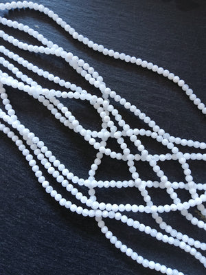 4.4mm Bright White Malaysia Jade Quartzite Beads Full 15 inch Strand