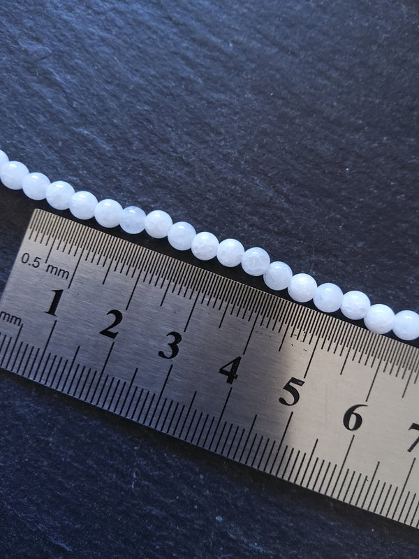 4.4mm Bright White Malaysia Jade Quartzite Beads Full 15 inch Strand