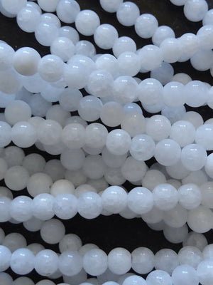4.4mm Bright White Malaysia Jade Quartzite Beads Full 15 inch Strand