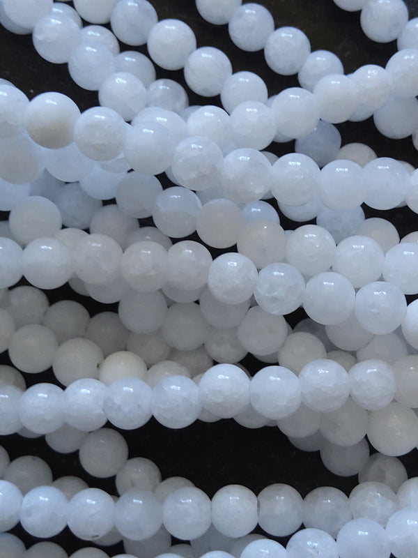 4.4mm Bright White Malaysia Jade Quartzite Beads Full 15 inch Strand