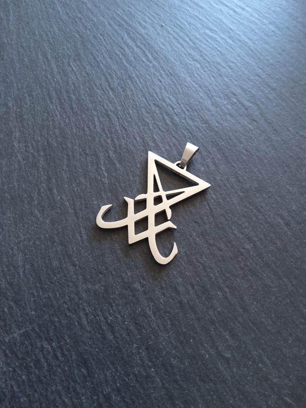 Large Stainless Steel Sigil of Lucifer Pendant 36.5x30x2.5mm - ContentedCatz
