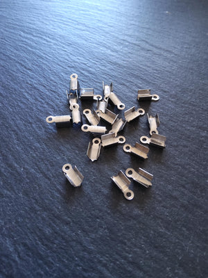 20 or 100 Stainless Steel Folding 9x4.5x4mm Crimp End Findings for approx. 3mm cord