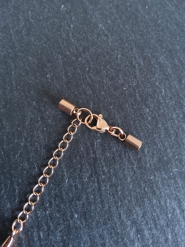 3 or 15 Rose Gold Stainless Steel End Cap Sets for 2.5mm Cord with or without Extender Chain (3mm end caps)