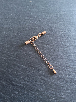 3 or 15 Rose Gold Stainless Steel End Cap Sets for 2.5mm Cord with or without Extender Chain (3mm end caps)