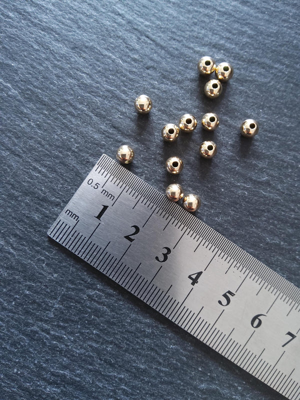 10 Real 14K Gold Filled 5mm Ball Beads Hole: 1.4mm Nickel FREE