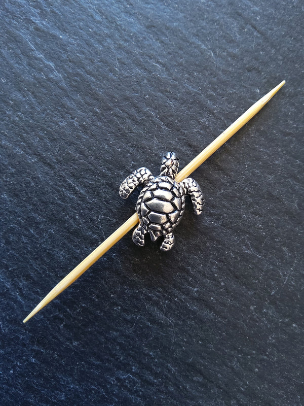 6 or 30 Turtle Beads Antique Silver Tone 18x16x5.4mm Hole: 1.8mm