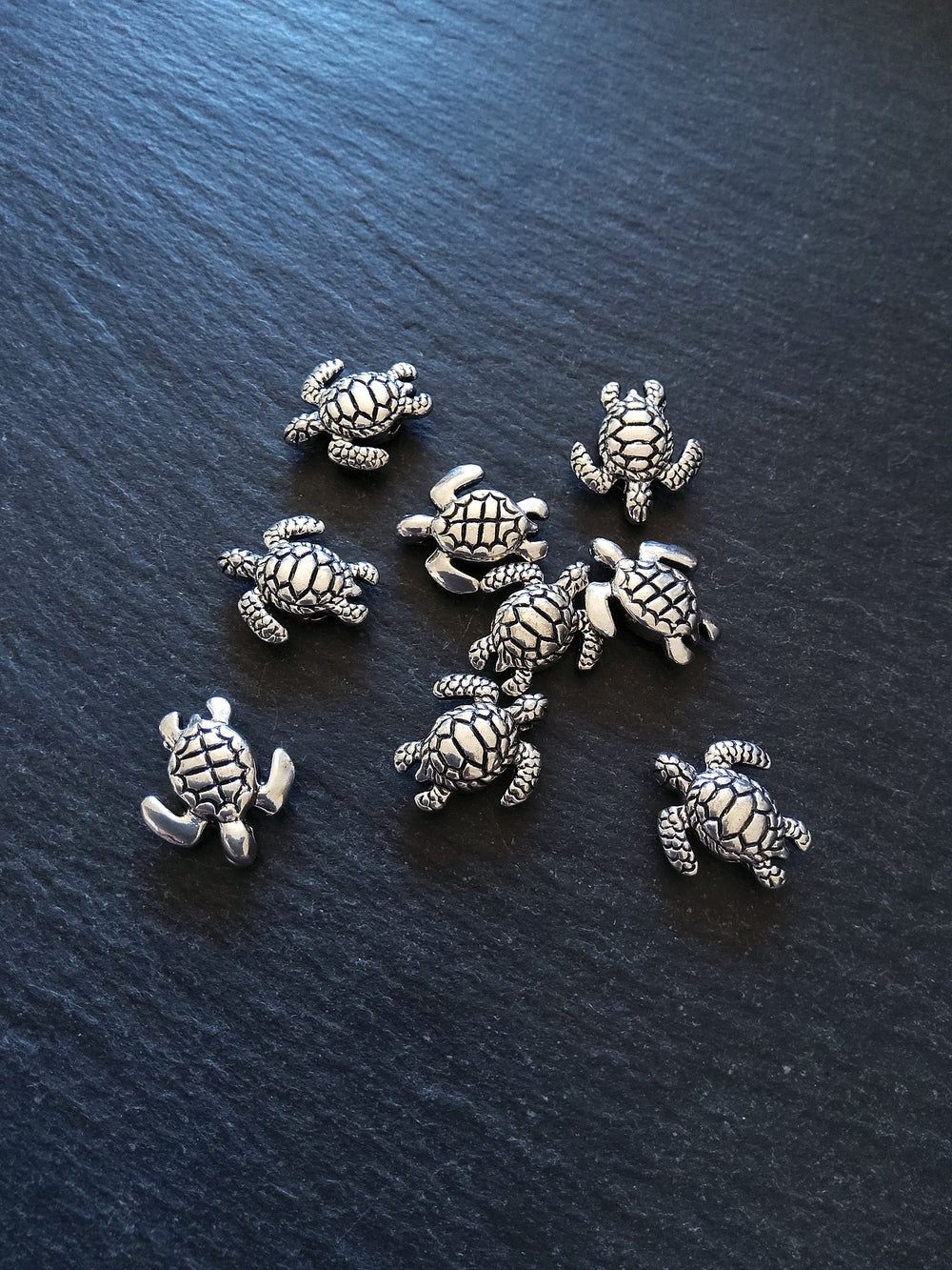 6 or 30 Turtle Beads Antique Silver Tone 18x16x5.4mm Hole: 1.8mm