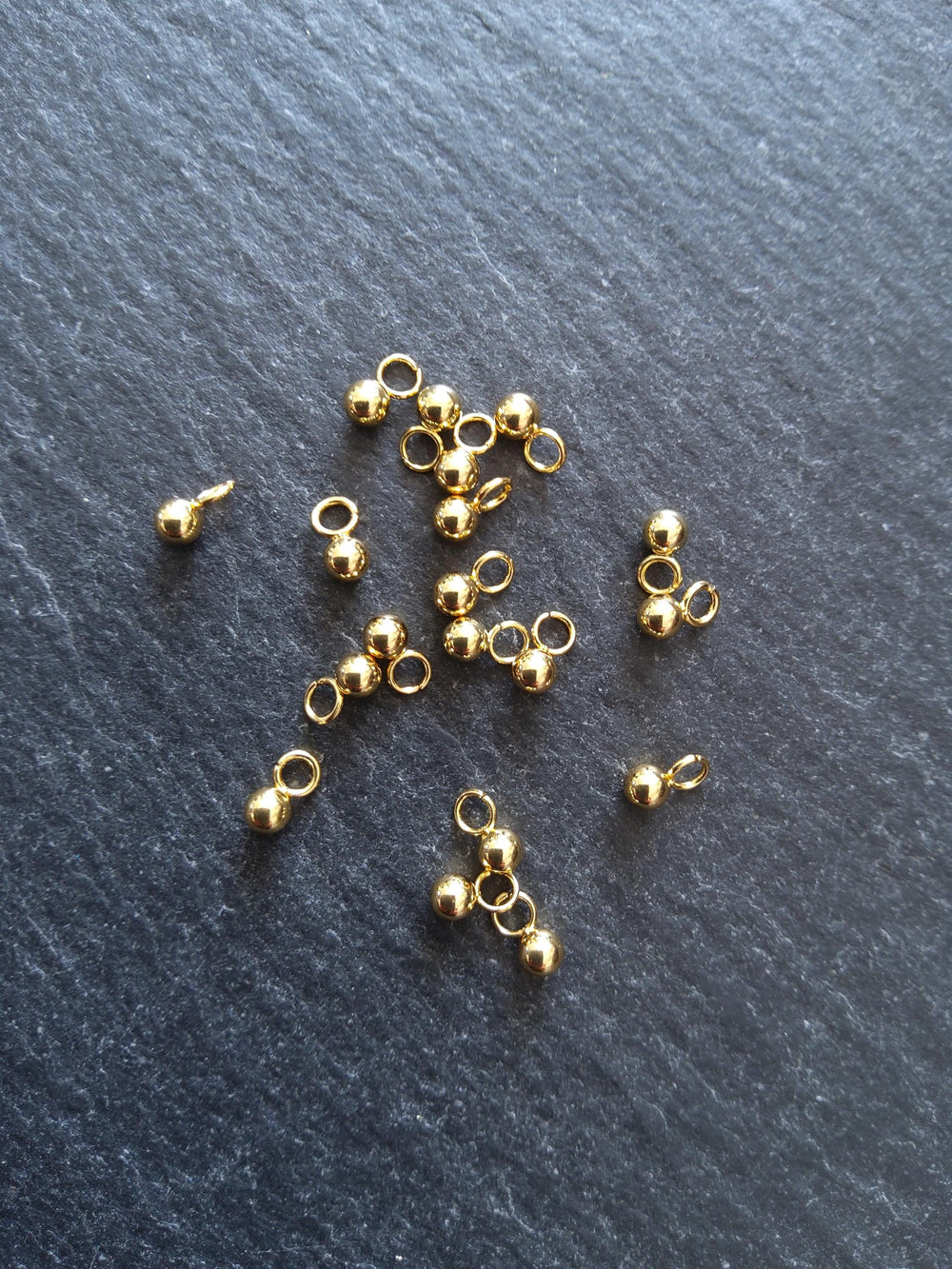 Round Gold Stainless Steel Drops or Charms 6x3mm Hole: 2mm