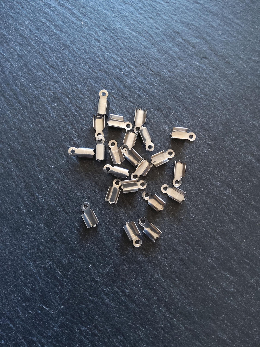 20 or 100 Stainless Steel Folding 9x4.5x4mm Crimp End Findings for approx. 3mm cord
